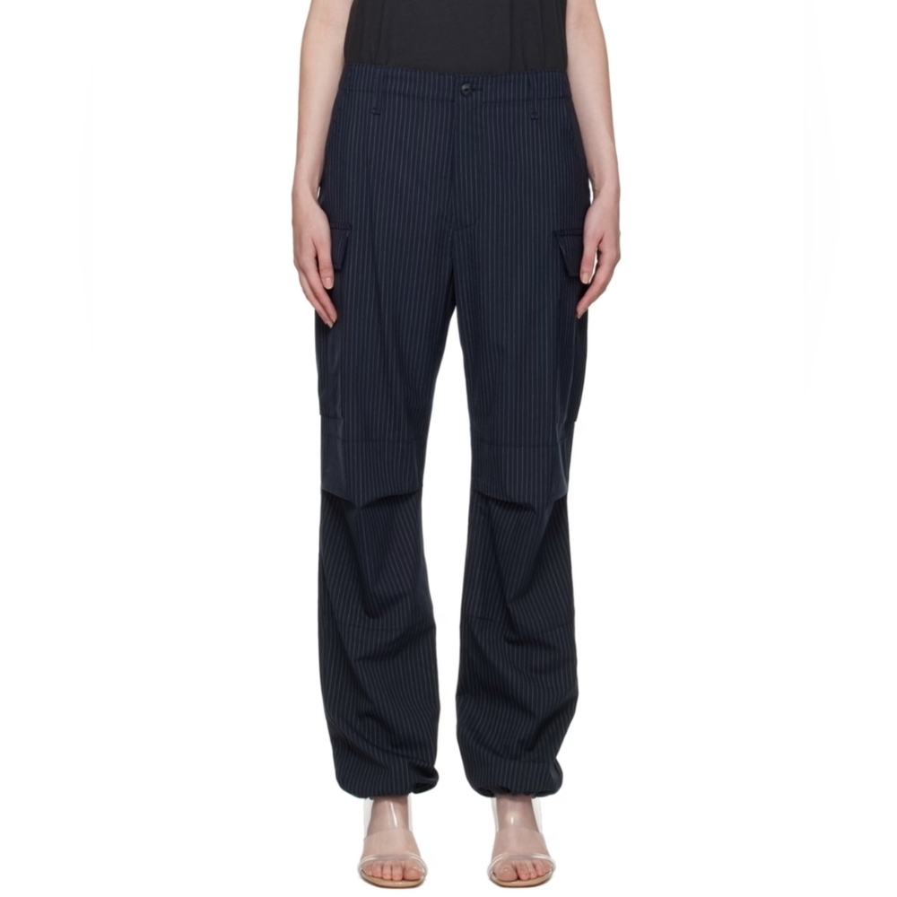 Rag & Bone Sands Trousers Salstripe Navy Size 10 - Picture 2 of 12